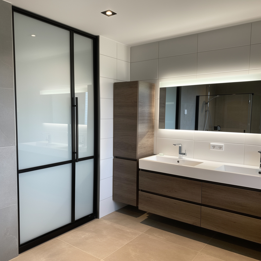Puerta de baño con cristal - Trabajo en hogar - Metalvo
