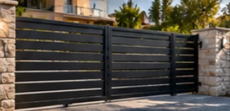 Puerta y valla de acero coordinadas
