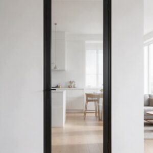 Puerta de acero con cristal completo